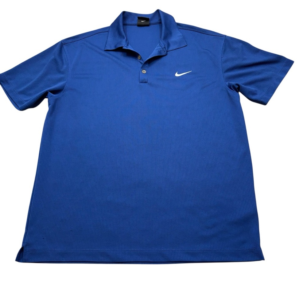 Men’s Nike Golf Dri-Fit Blue Textured Short Sleeve Polo Shirt Size Large